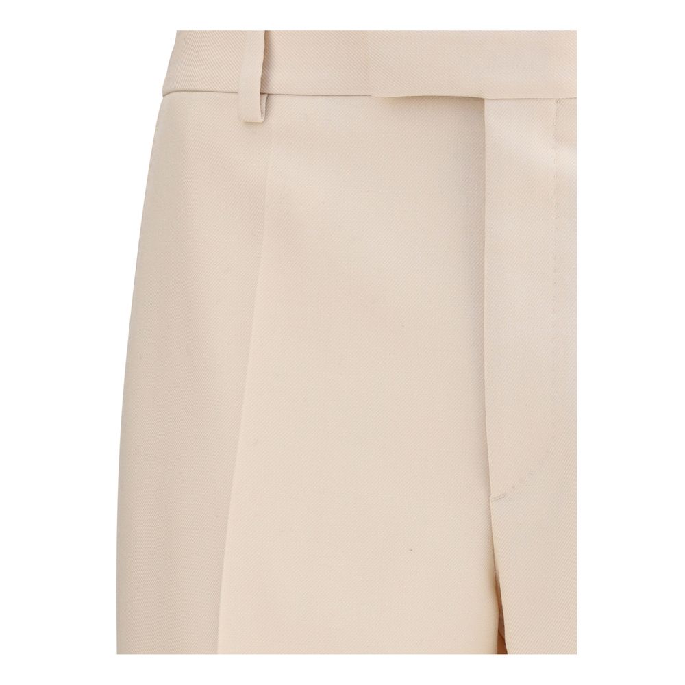 Beige Fleece Wool Dress Pants