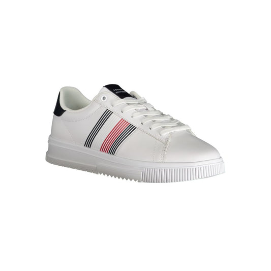 White Polyester Athletic Sneakers