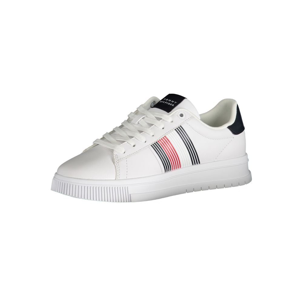 White Polyester Athletic Sneakers