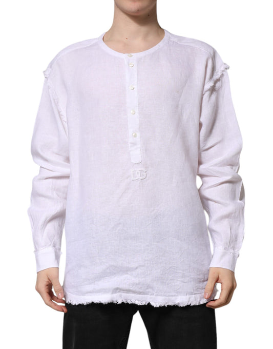 White Linen Long Sleeves Casual Men Shirt
