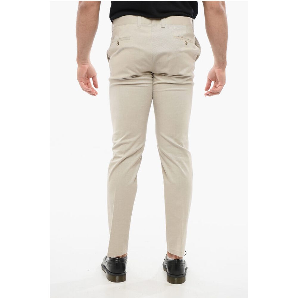Textured Cotton Pants with Belt Loop