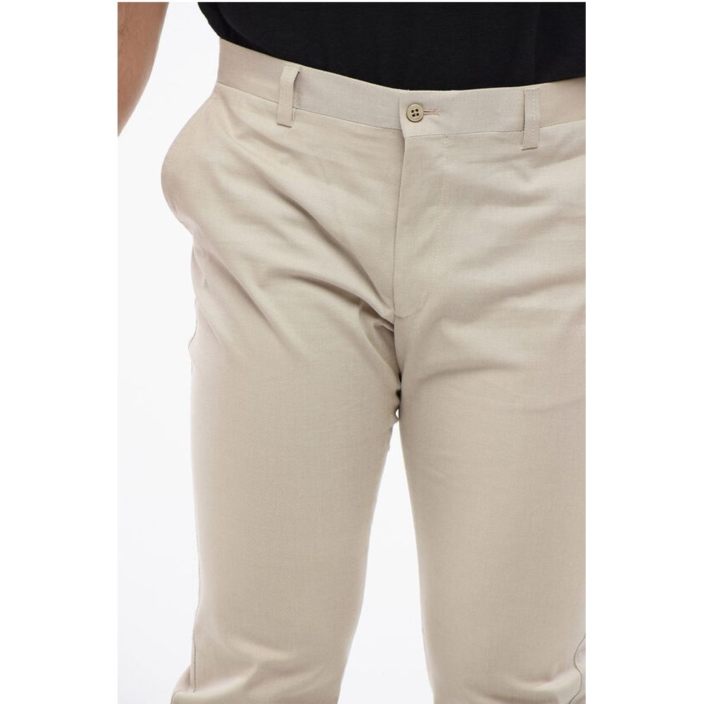 Textured Cotton Pants with Belt Loop