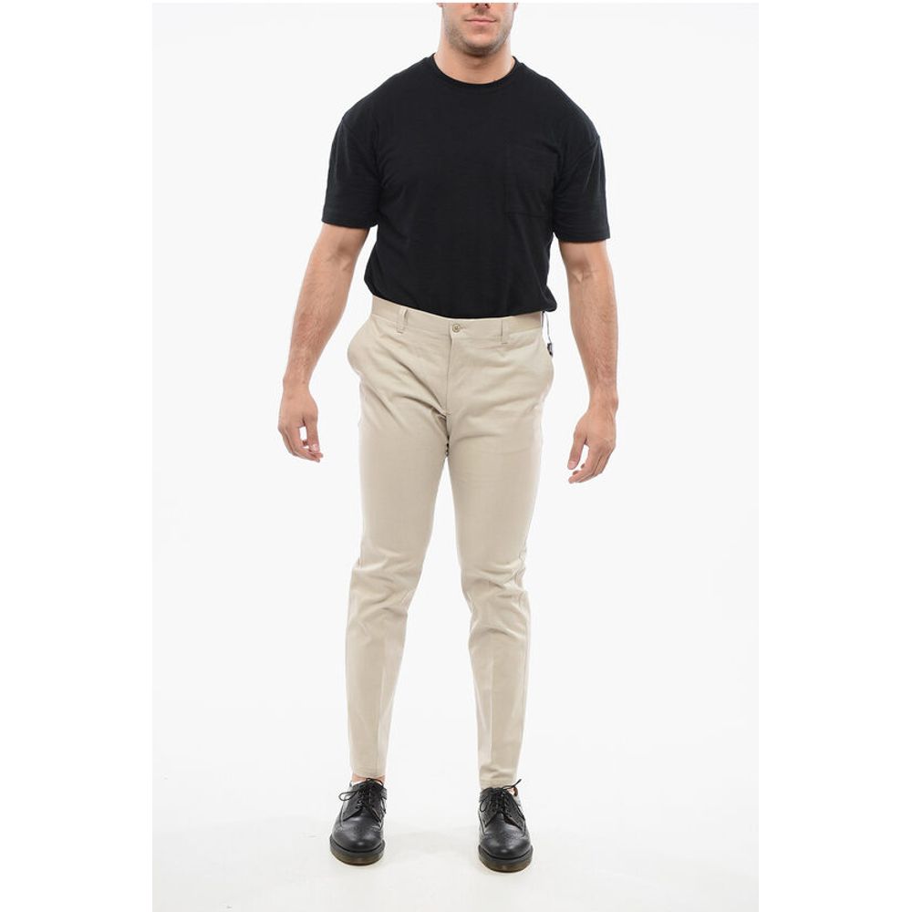 Textured Cotton Pants with Belt Loop