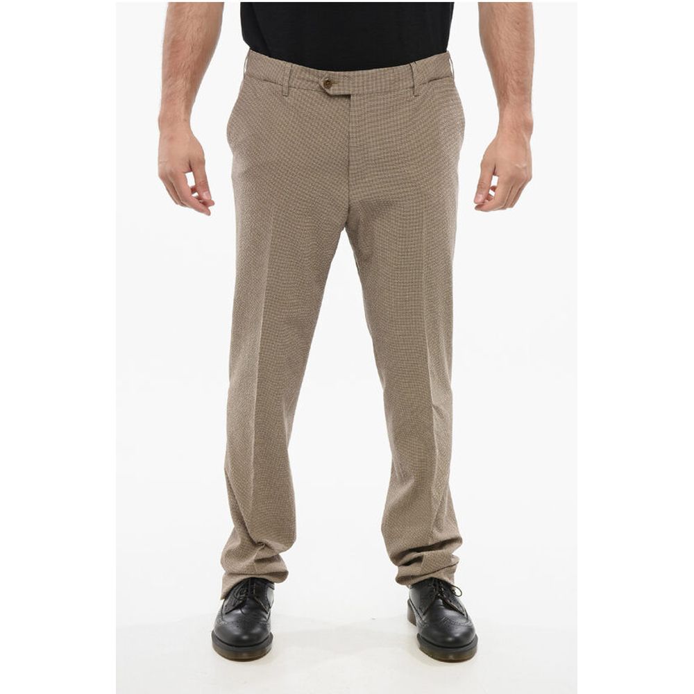 Cotton Pants with Micro Check Motif