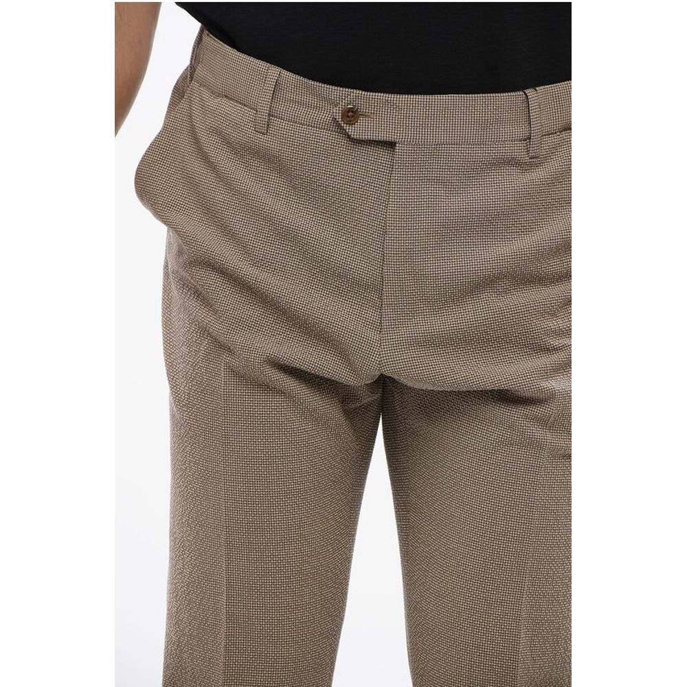 Cotton Pants with Micro Check Motif