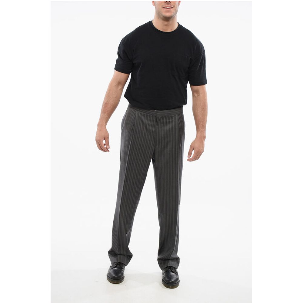 Cool Wool Pants with Striped Motif
