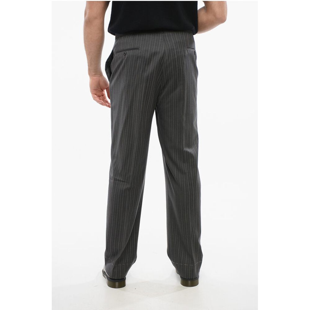 Cool Wool Pants with Striped Motif