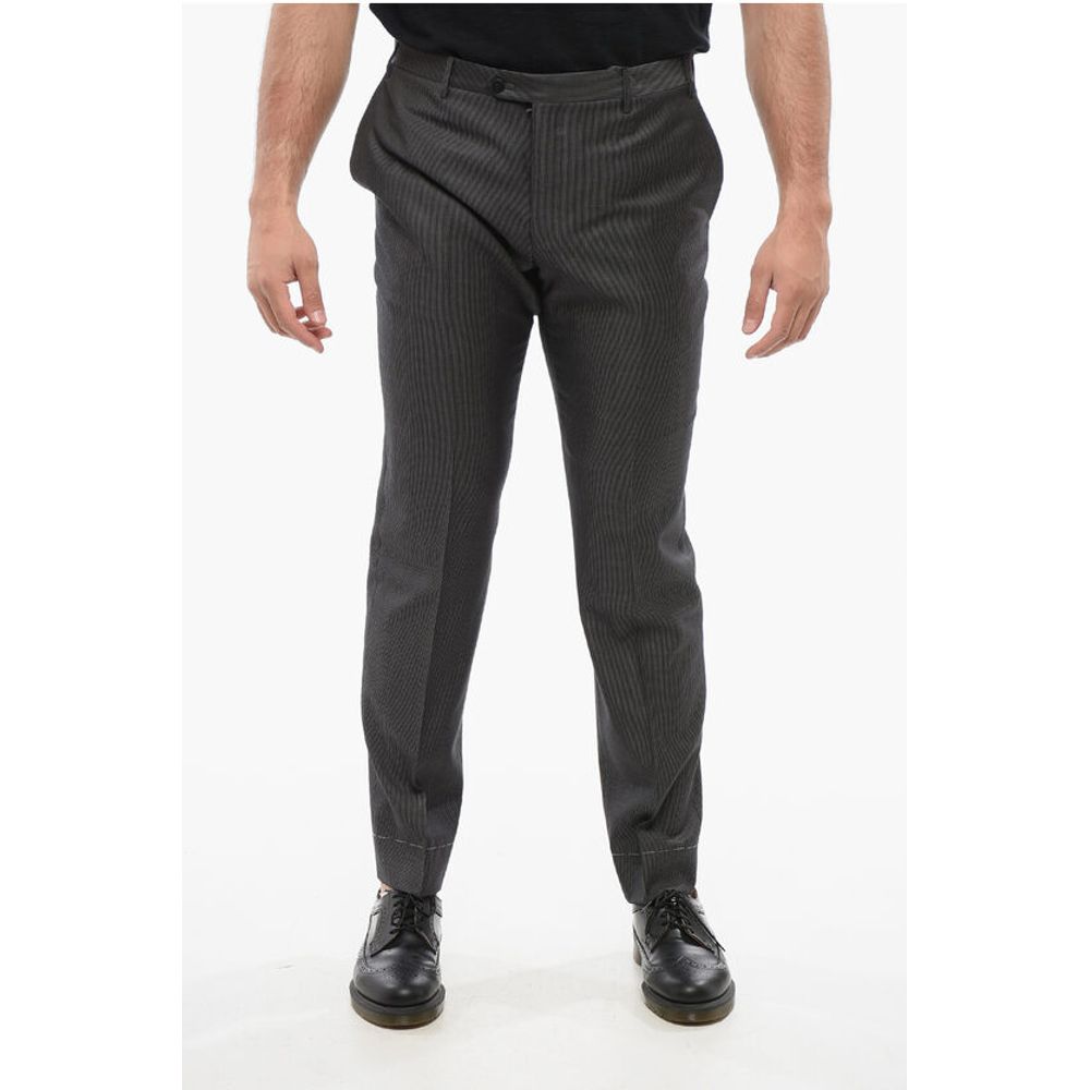 Cool Wool Pants with Striped Motif