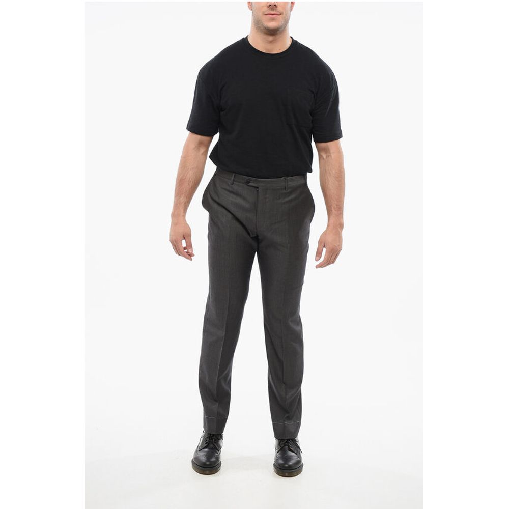 Cool Wool Pants with Striped Motif