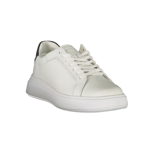 White Polyester Athletic Sneakers