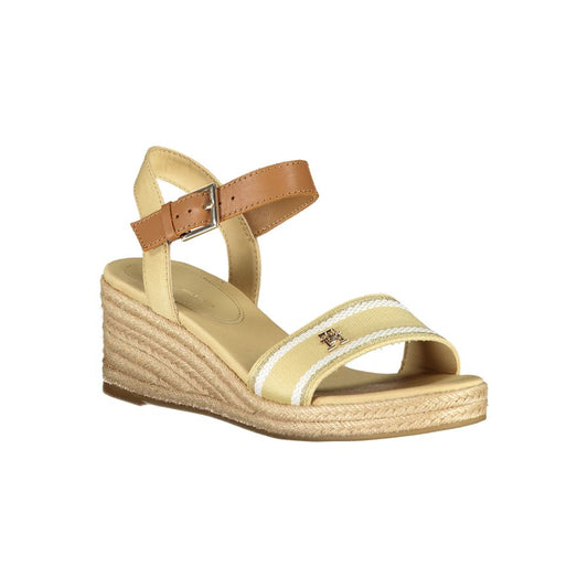 Beige Polyester Wedge Sandals