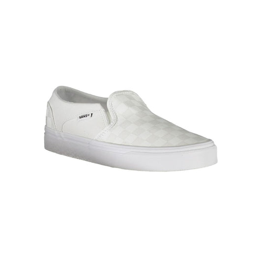 White Polyester Low Top Sneakers