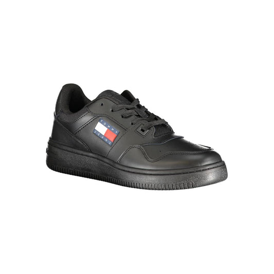 Black Polyester Athletic Sneakers
