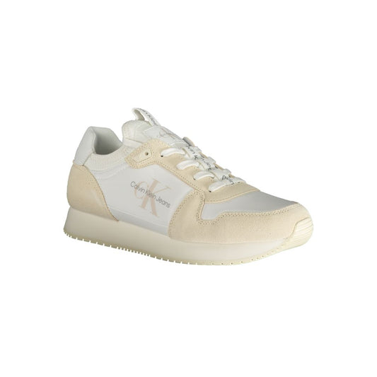 White Polyester Athletic Sneakers