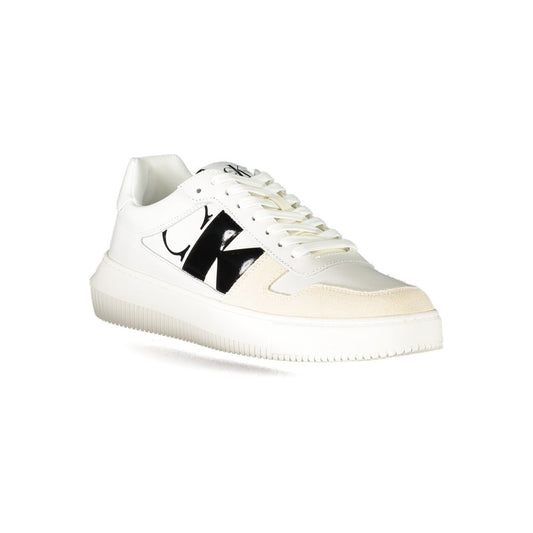 White Polyester Athletic Sneakers