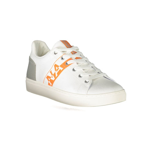 White Polyester Athletic Sneakers