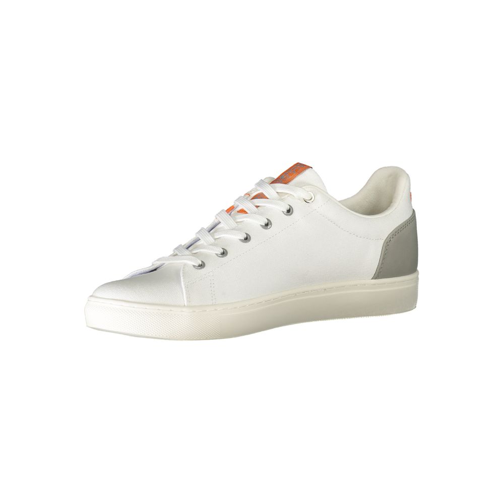 White Polyester Athletic Sneakers