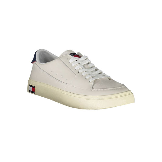 White Polyester Athletic Sneakers