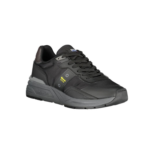 Black Polyester Athletic Sneakers