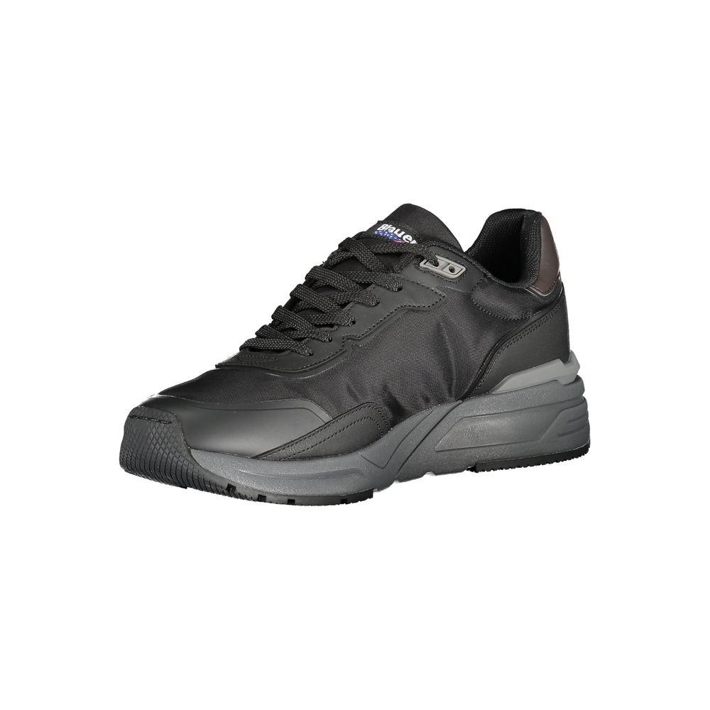 Black Polyester Athletic Sneakers