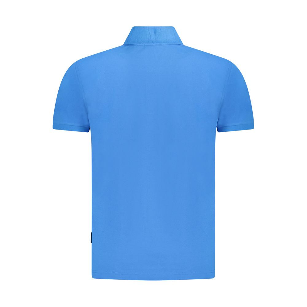 Blue Cotton Men Polo
