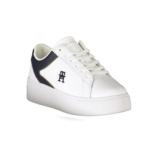 White Polyester Athletic Sneakers