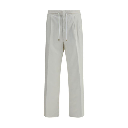 White Cotton Casual Pants