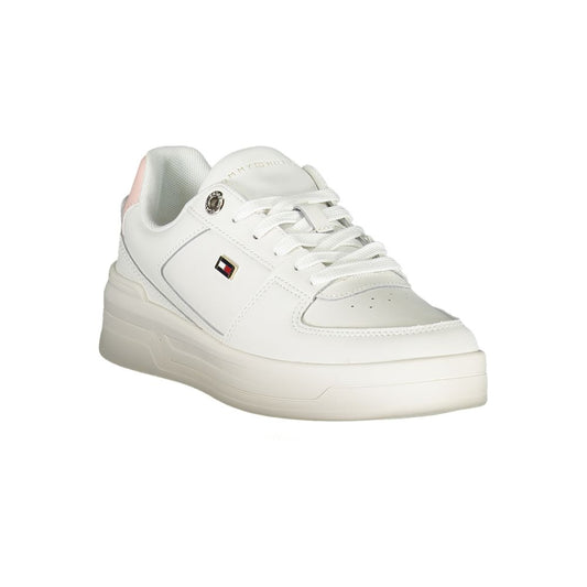White Polyester Athletic Sneakers