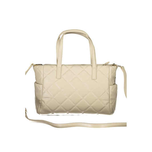 Beige Polyurethane Women Handbag