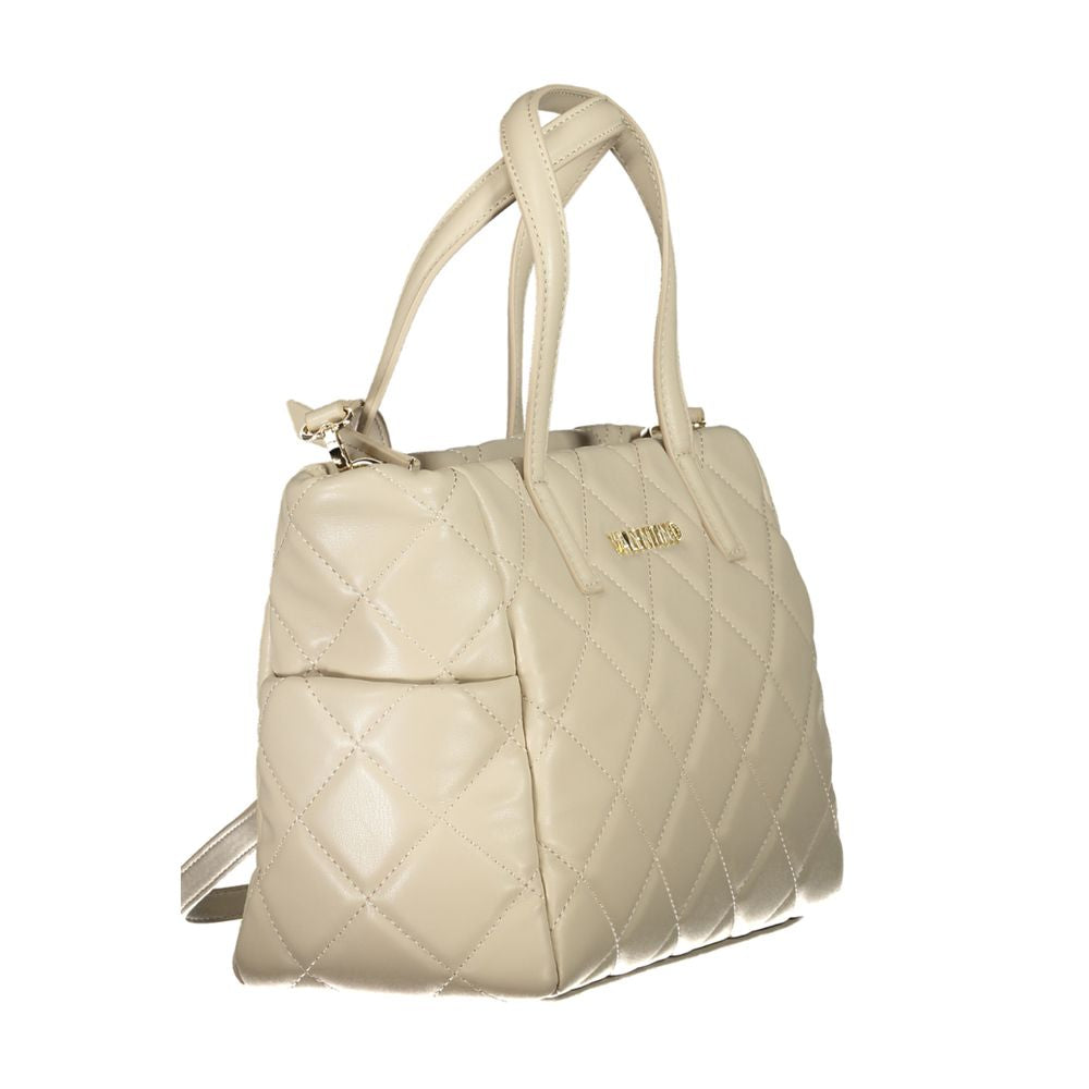 Beige Polyurethane Women Handbag