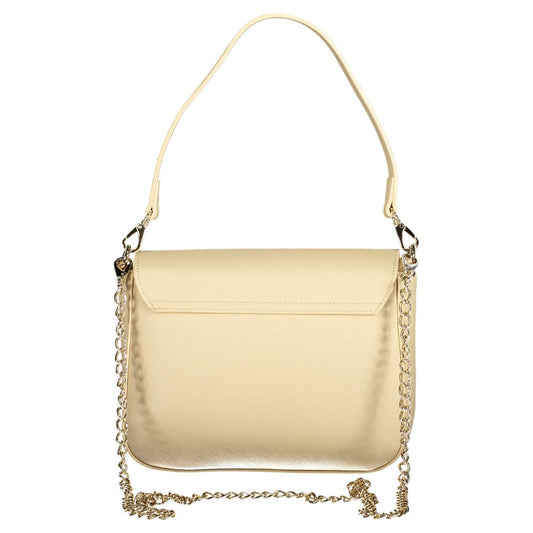 Beige Polyurethane Women Bag