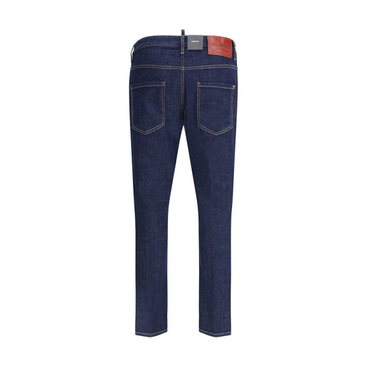 Blue Cotton Straight-Leg Jeans