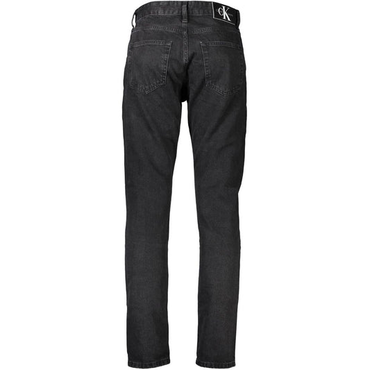 Black Cotton Straight-Leg Jeans