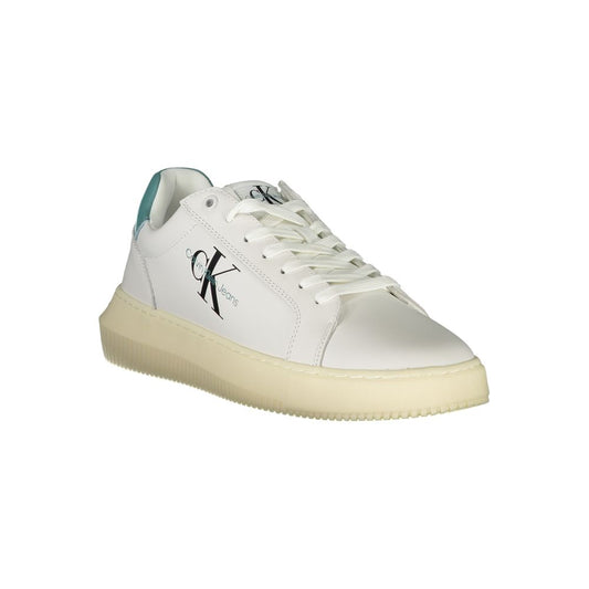 White Polyester Athletic Sneakers