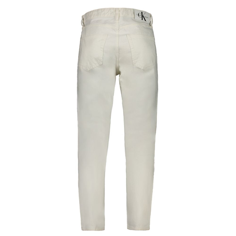 White Cotton Straight-Leg Jeans
