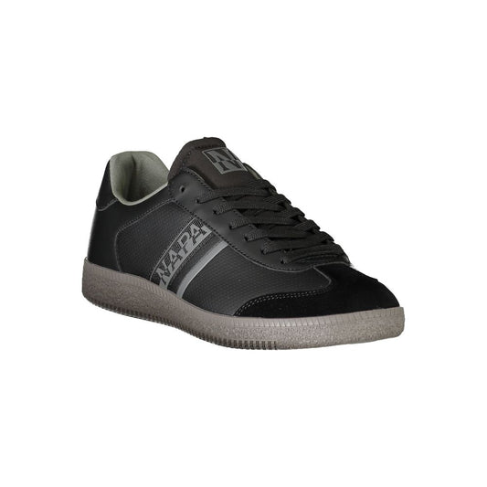 Black Polyester Athletic Sneakers