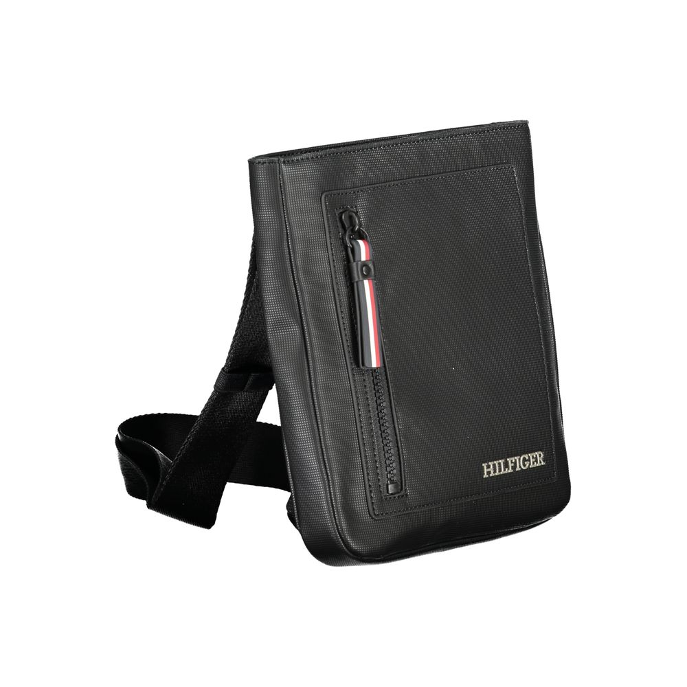 Black Polyurethane Men Shoulder Bag