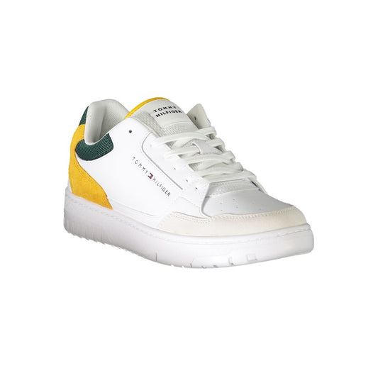 White Polyester Athletic Sneakers