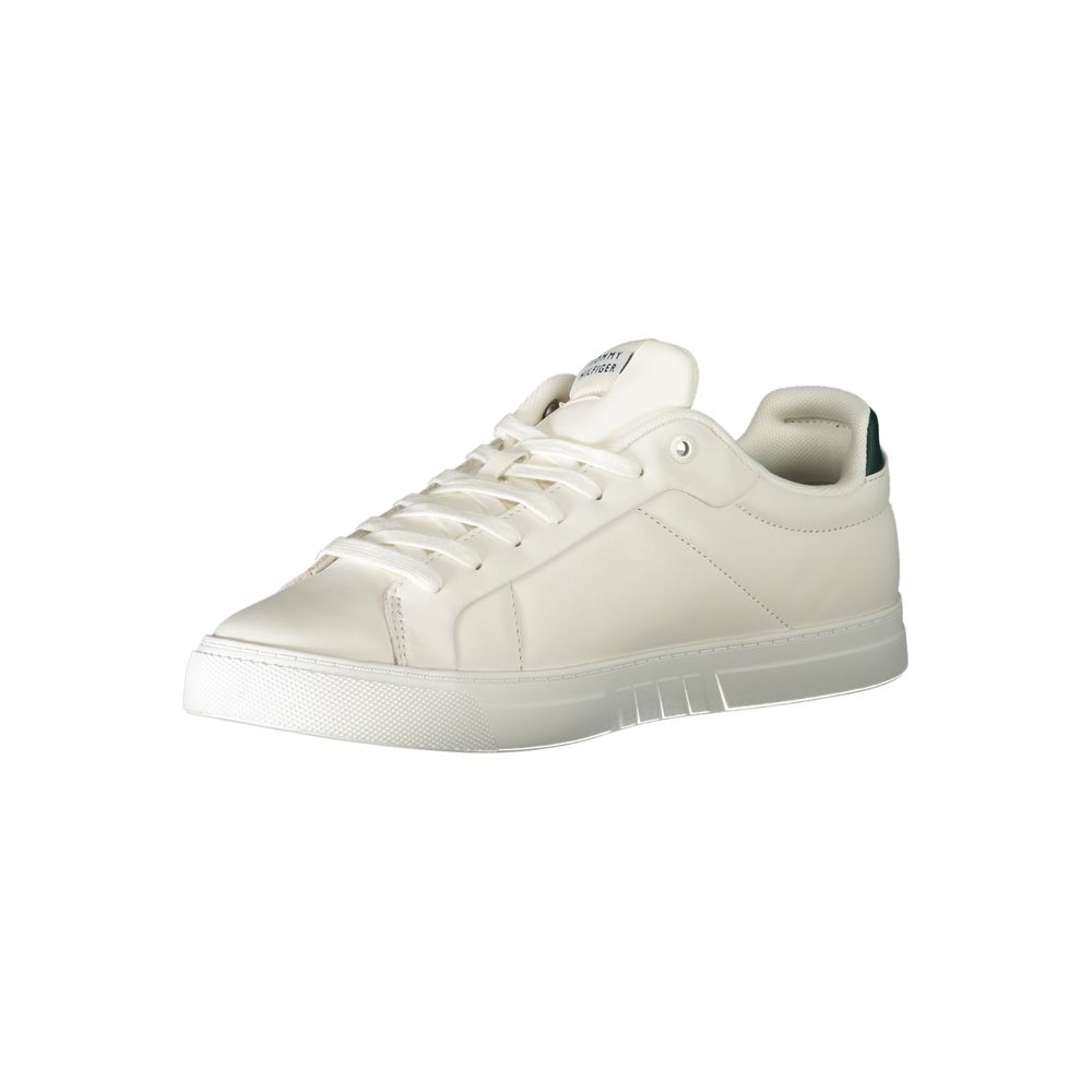 White Polyester Athletic Sneakers