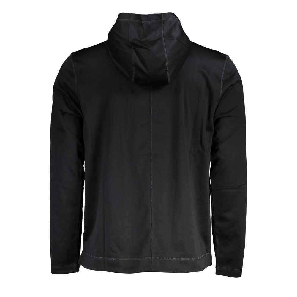 Black Polyester Men's Hooded Sweater