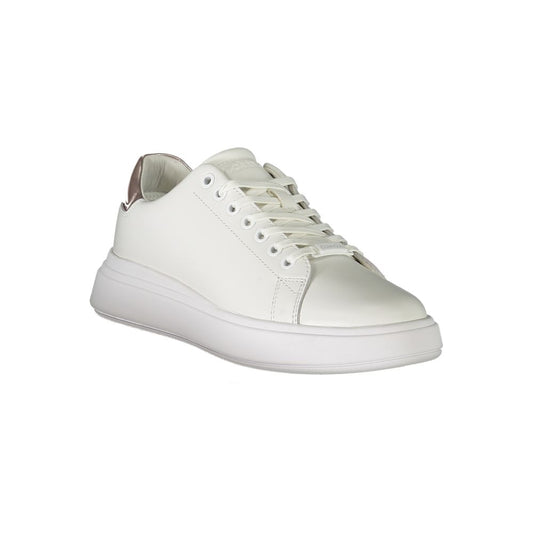 White Polyester Athletic Sneakers