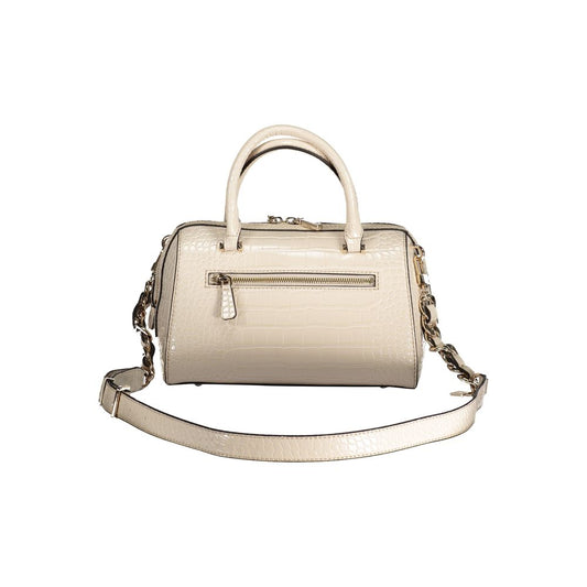 Beige Polyurethane Women Handbag