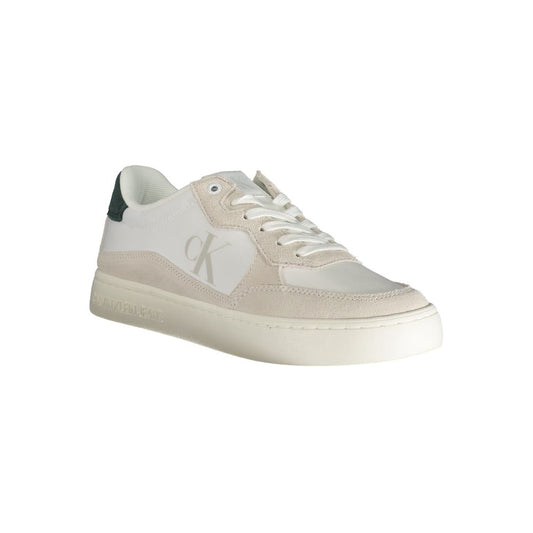 White Polyester Athletic Sneakers