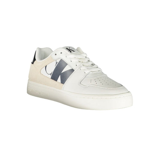 White Polyester Athletic Sneakers