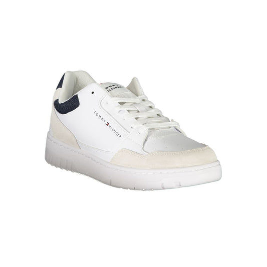 White Polyester Athletic Sneakers