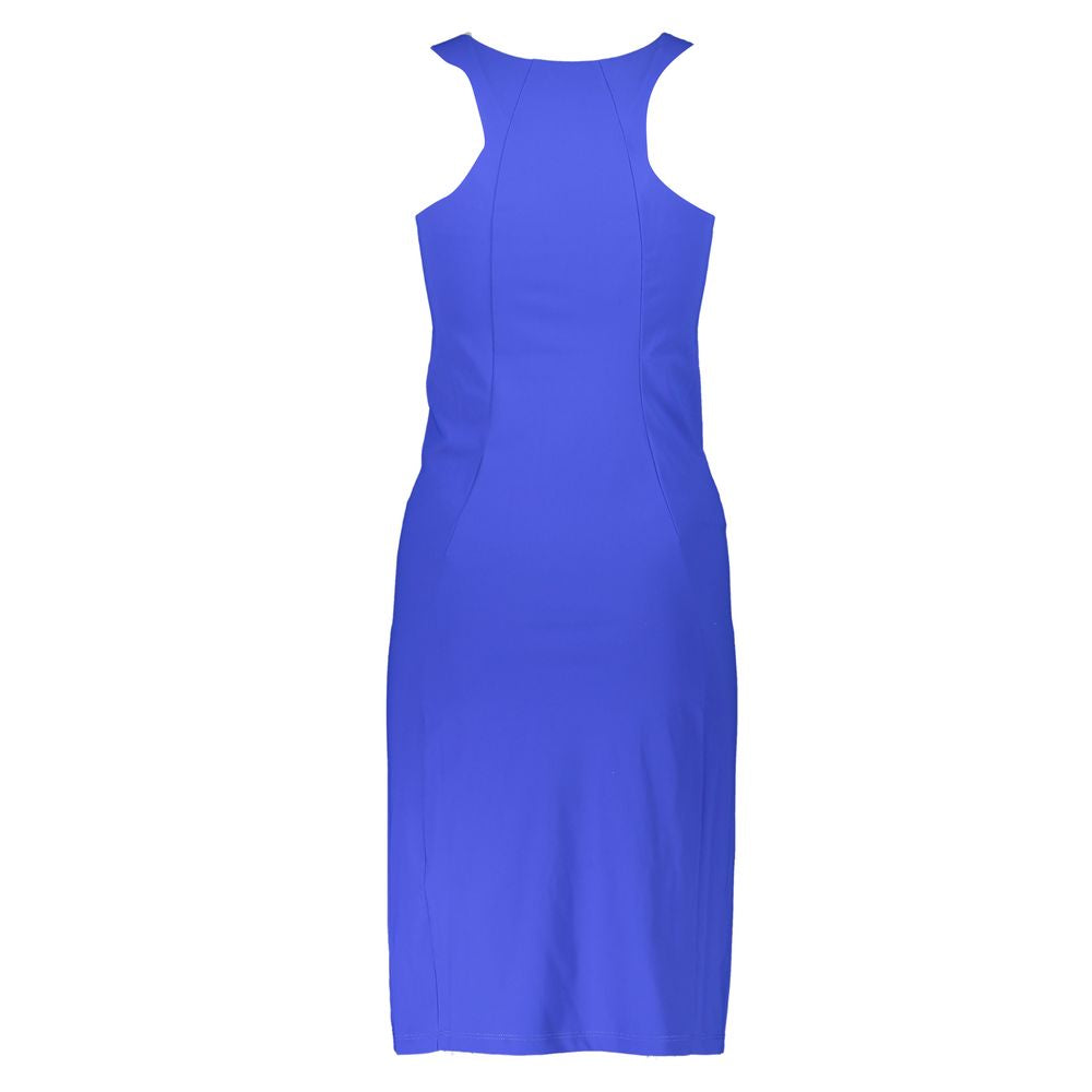 Blue Elastane Casual Dress