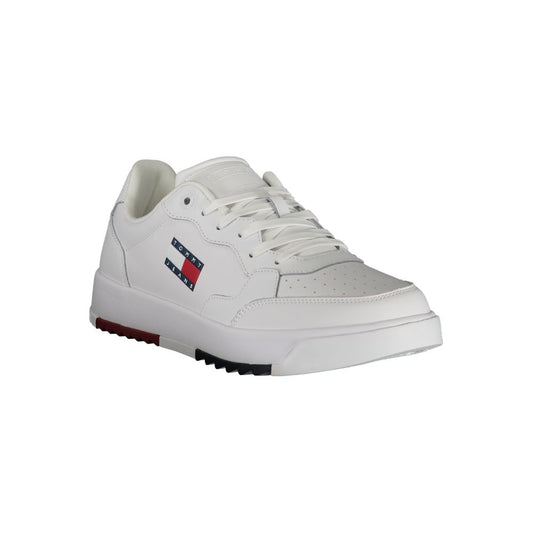 White Polyester Athletic Sneakers