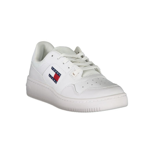 White Polyester Athletic Sneakers