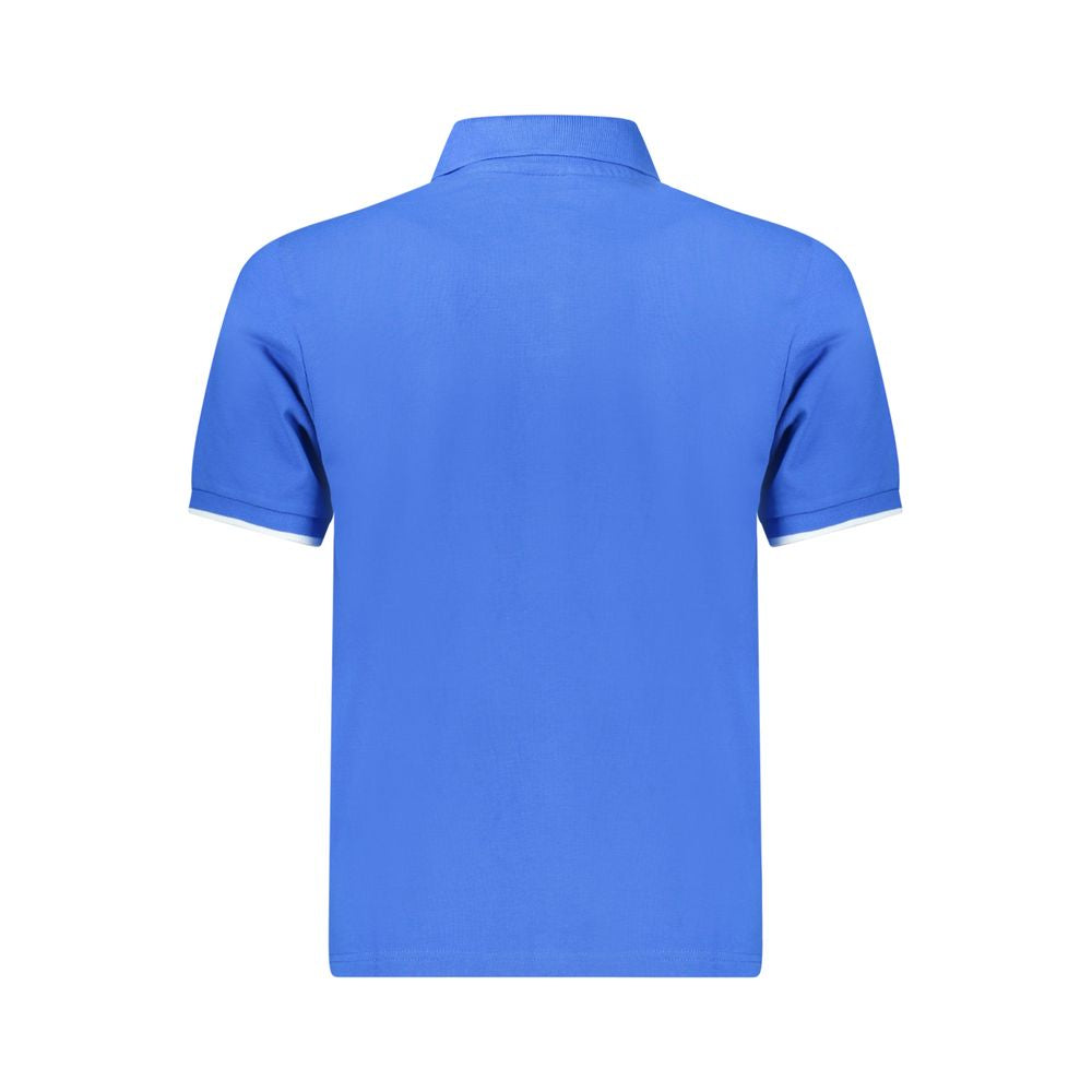 Blue Cotton Men Polo