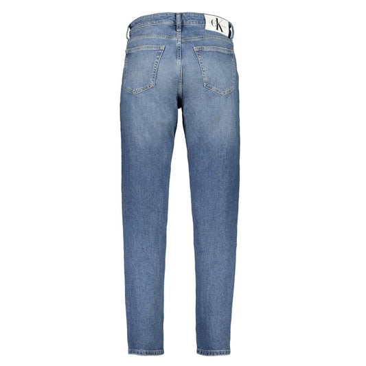 Blue Cotton Tapered Jeans